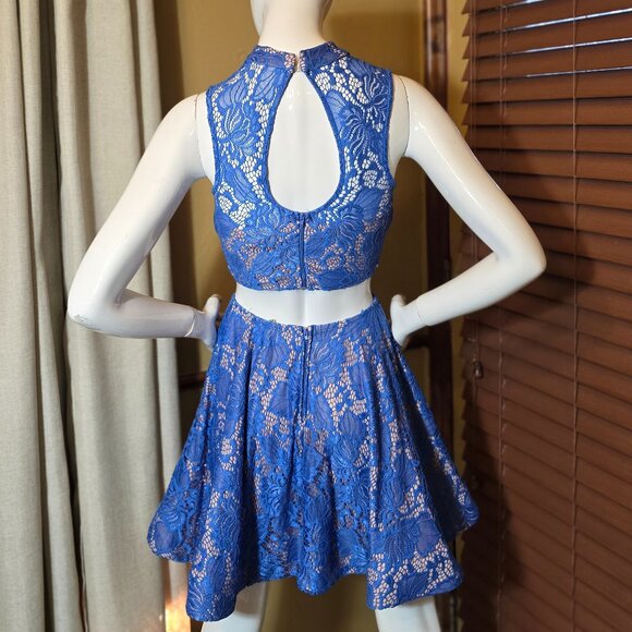 Dance Prom Blue 2 Piece Skirt & Top JODI KRISTOPHER sz 1 - Picture 1 of 11